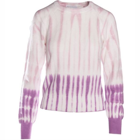 White +Warren cotton dip dye crew neck Sz L long sleeve ribbed A10c - Picture 1 of 5